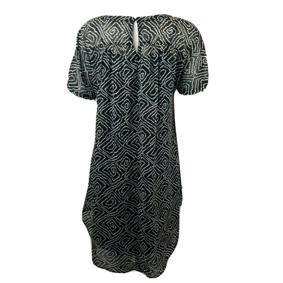 Ann Taylor Loft Dress Womens Size XS Black White Sheer Lined Short Sleeve - Picture 3 of 6